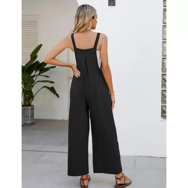Flygo Womens Cotton Bib Overalls Loose Fit Wide Leg Jumpsuits Casual Rompers with Pockets