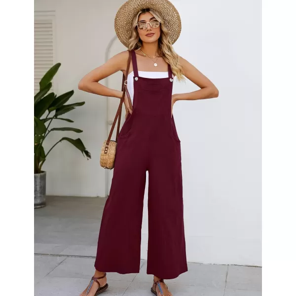 Flygo Womens Cotton Bib Overalls Loose Fit Wide Leg Jumpsuits Casual Rompers with Pockets