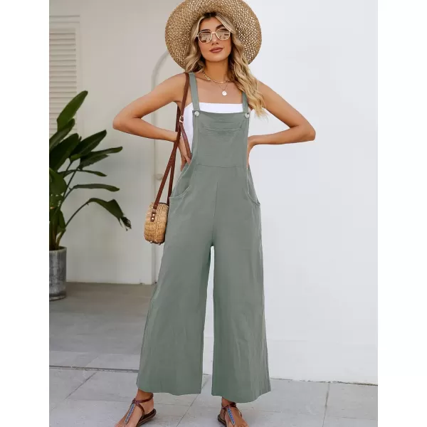 Flygo Womens Cotton Bib Overalls Loose Fit Wide Leg Jumpsuits Casual Rompers with Pockets