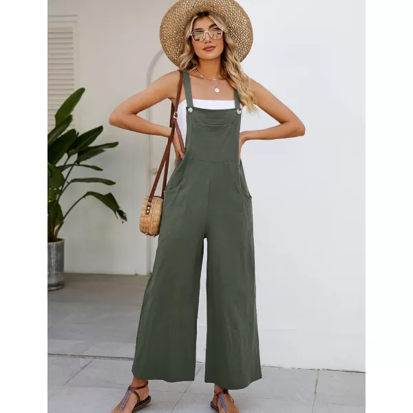 Flygo Womens Cotton Bib Overalls Loose Fit Wide Leg Jumpsuits Casual Rompers with Pockets