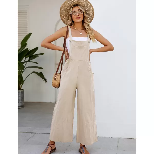 Flygo Womens Cotton Bib Overalls Loose Fit Wide Leg Jumpsuits Casual Rompers with Pockets