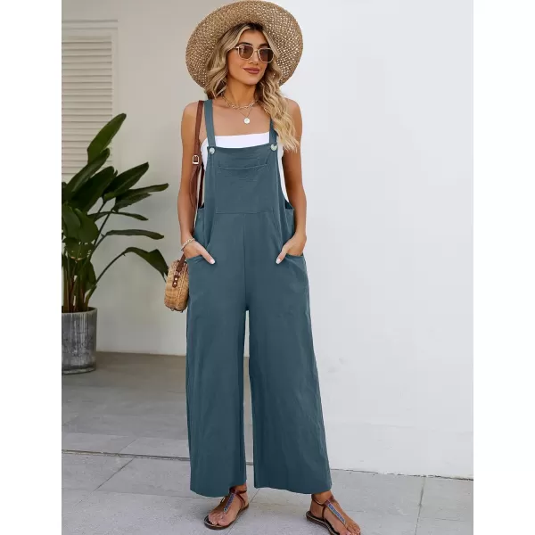 Flygo Womens Cotton Bib Overalls Loose Fit Wide Leg Jumpsuits Casual Rompers with Pockets