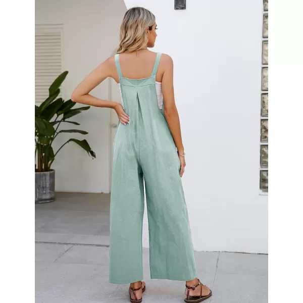 Flygo Womens Cotton Bib Overalls Loose Fit Wide Leg Jumpsuits Casual Rompers with Pockets