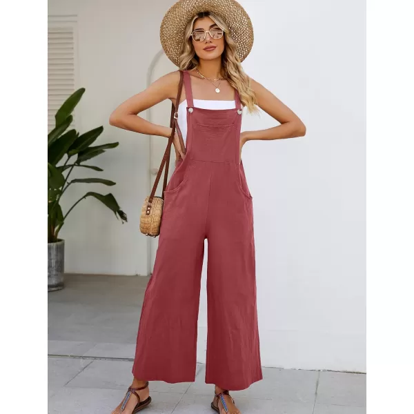 Flygo Womens Cotton Bib Overalls Loose Fit Wide Leg Jumpsuits Casual Rompers with Pockets