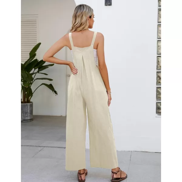 Flygo Womens Cotton Bib Overalls Loose Fit Wide Leg Jumpsuits Casual Rompers with Pockets