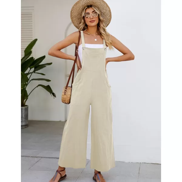 Flygo Womens Cotton Bib Overalls Loose Fit Wide Leg Jumpsuits Casual Rompers with Pockets
