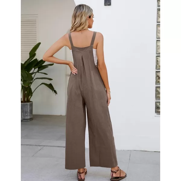Flygo Womens Cotton Bib Overalls Loose Fit Wide Leg Jumpsuits Casual Rompers with Pockets