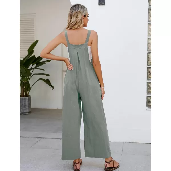 Flygo Womens Cotton Bib Overalls Loose Fit Wide Leg Jumpsuits Casual Rompers with Pockets
