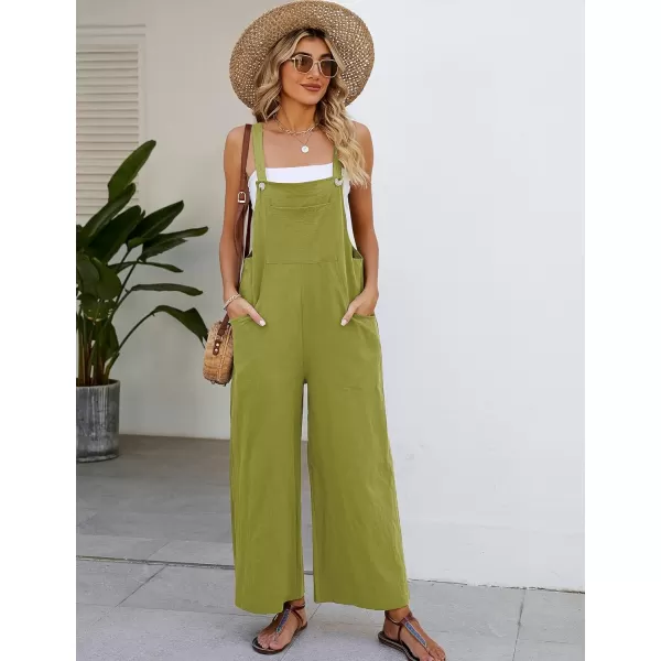 Flygo Womens Cotton Bib Overalls Loose Fit Wide Leg Jumpsuits Casual Rompers with Pockets