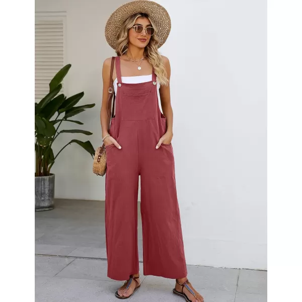 Flygo Womens Cotton Bib Overalls Loose Fit Wide Leg Jumpsuits Casual Rompers with Pockets