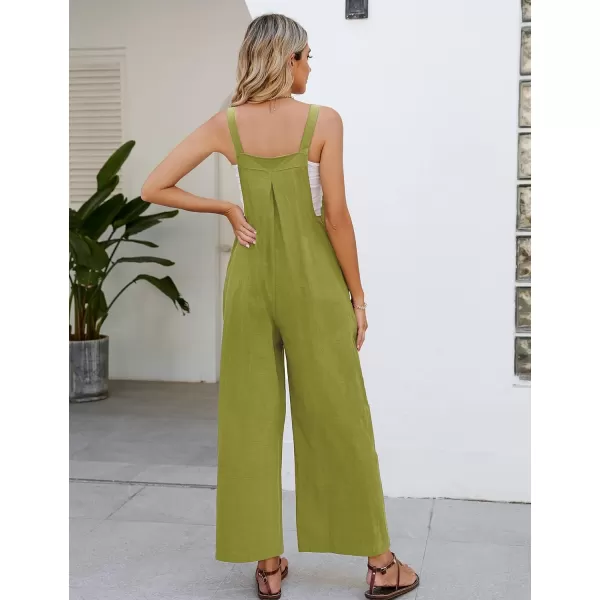 Flygo Womens Cotton Bib Overalls Loose Fit Wide Leg Jumpsuits Casual Rompers with Pockets