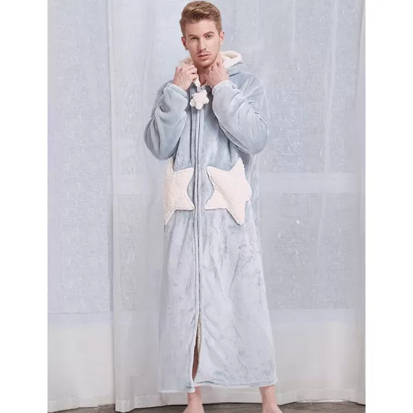 Flygo Women's Cute Fleece Robe Zipper Bathrobe Winter Warm Housecoat Nightgown Sleepwear