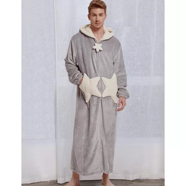 Flygo Women's Cute Fleece Robe Zipper Bathrobe Winter Warm Housecoat Nightgown Sleepwear