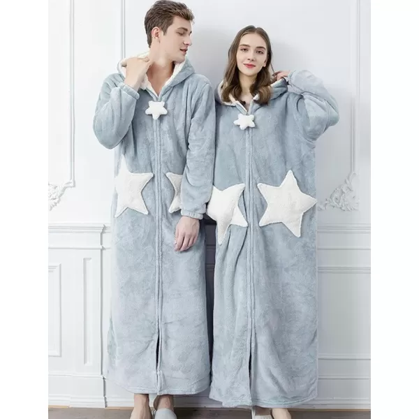 Flygo Women's Cute Fleece Robe Zipper Bathrobe Winter Warm Housecoat Nightgown Sleepwear