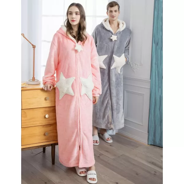 Flygo Women's Cute Fleece Robe Zipper Bathrobe Winter Warm Housecoat Nightgown Sleepwear