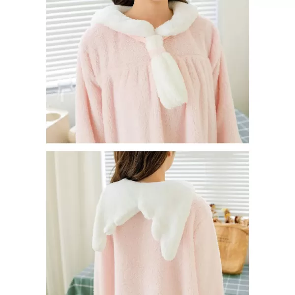 Flygo Women's Cute Pink Pullover Cotton Flannel Sleepwear Nightwear