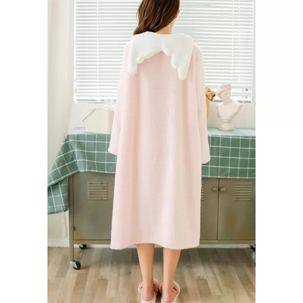 Flygo Women's Cute Pink Pullover Cotton Flannel Sleepwear Nightwear