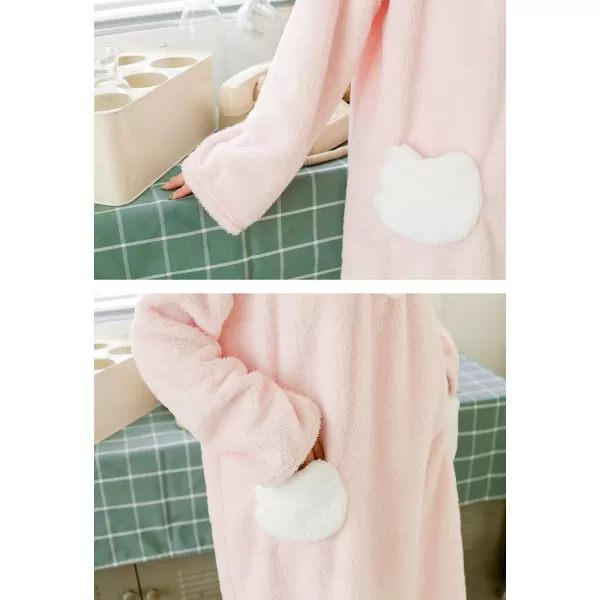 Flygo Women's Cute Pink Pullover Cotton Flannel Sleepwear Nightwear