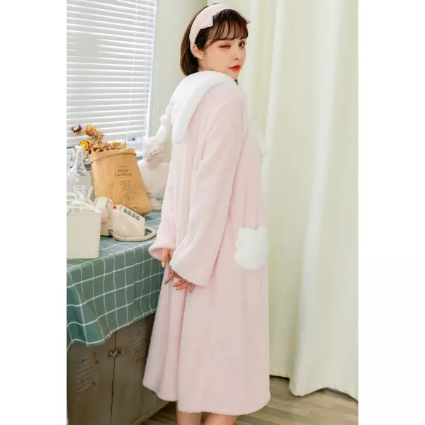 Flygo Women's Cute Pink Pullover Cotton Flannel Sleepwear Nightwear