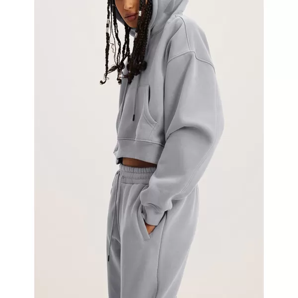 Flygo Womens Fleece 2 Piece Outfits Sweatsuit Crop Pullover Sweatshirt Joggers Pants Tracksuit Set
