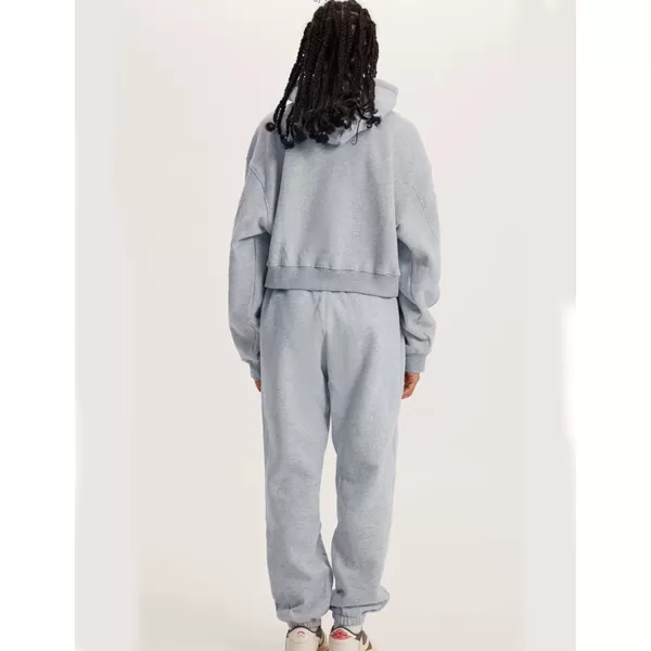 Flygo Womens Fleece 2 Piece Outfits Sweatsuit Crop Pullover Sweatshirt Joggers Pants Tracksuit Set