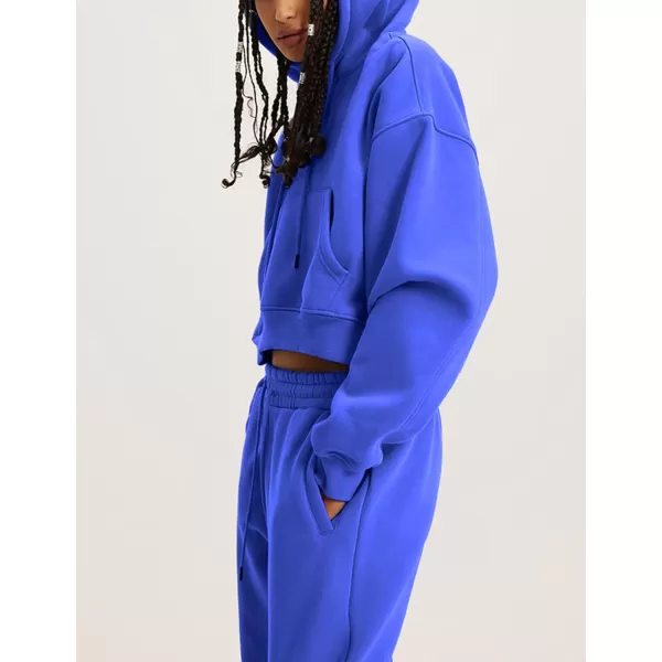 Flygo Womens Fleece 2 Piece Outfits Sweatsuit Crop Pullover Sweatshirt Joggers Pants Tracksuit Set