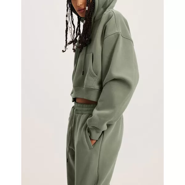 Flygo Womens Fleece 2 Piece Outfits Sweatsuit Crop Pullover Sweatshirt Joggers Pants Tracksuit Set