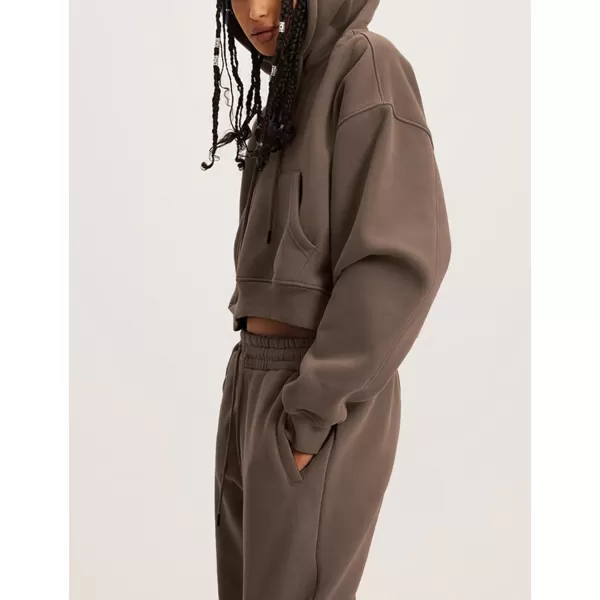 Flygo Womens Fleece 2 Piece Outfits Sweatsuit Crop Pullover Sweatshirt Joggers Pants Tracksuit Set