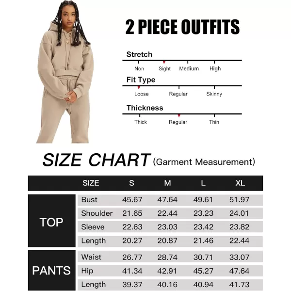 Flygo Womens Fleece 2 Piece Outfits Sweatsuit Crop Pullover Sweatshirt Joggers Pants Tracksuit Set