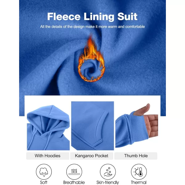 Flygo Womens Fleece 2 Piece Outfits Sweatsuit Crop Pullover Sweatshirt Joggers Pants Tracksuit Set