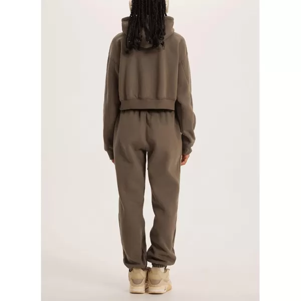 Flygo Womens Fleece 2 Piece Outfits Sweatsuit Crop Pullover Sweatshirt Joggers Pants Tracksuit Set