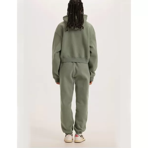 Flygo Womens Fleece 2 Piece Outfits Sweatsuit Crop Pullover Sweatshirt Joggers Pants Tracksuit Set