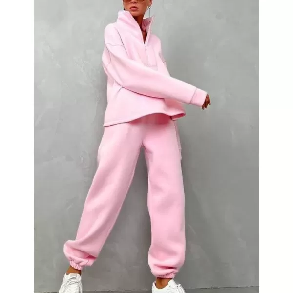 Flygo Womens Fleece 2 Piece Sweatsuit Half Zip Pullover Jogging Tracksuit Sweatshirt and Sweatpants