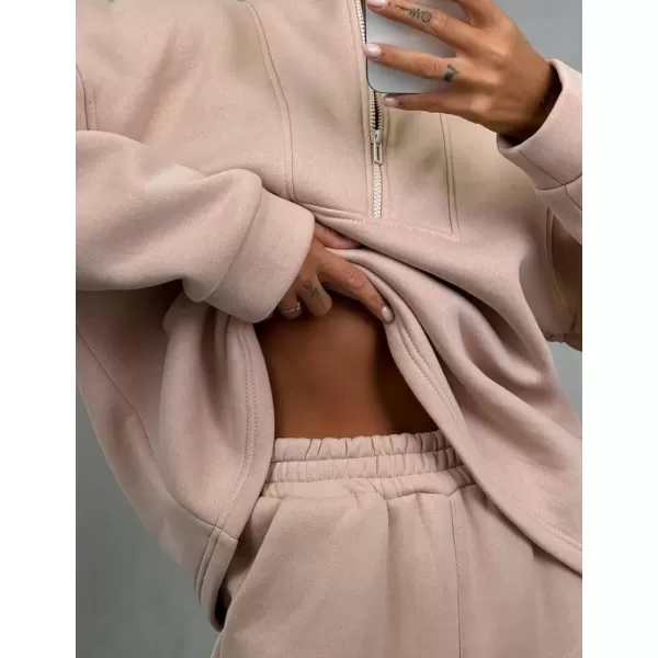 Flygo Womens Fleece 2 Piece Sweatsuit Half Zip Pullover Jogging Tracksuit Sweatshirt and Sweatpants