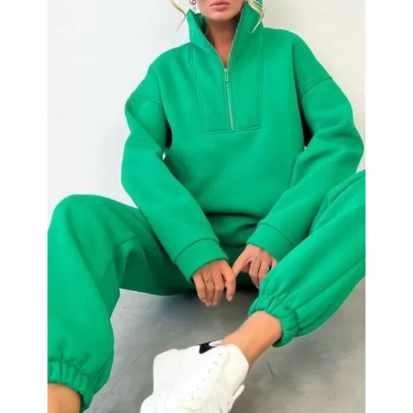 Flygo Womens Fleece 2 Piece Sweatsuit Half Zip Pullover Jogging Tracksuit Sweatshirt and Sweatpants