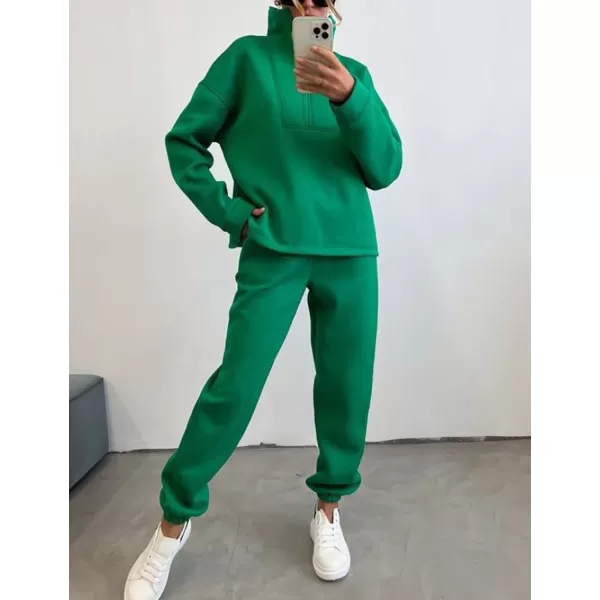 Flygo Womens Fleece 2 Piece Sweatsuit Half Zip Pullover Jogging Tracksuit Sweatshirt and Sweatpants