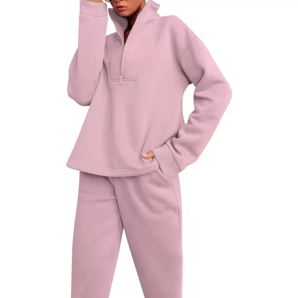 Flygo Womens Fleece 2 Piece Sweatsuit Half Zip Pullover Jogging Tracksuit Sweatshirt and Sweatpants