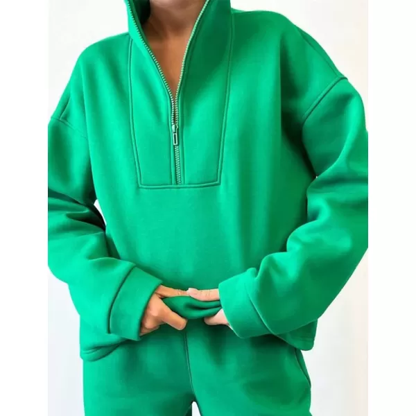 Flygo Womens Fleece 2 Piece Sweatsuit Half Zip Pullover Jogging Tracksuit Sweatshirt and Sweatpants