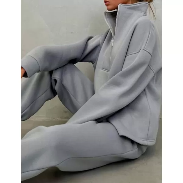 Flygo Womens Fleece 2 Piece Sweatsuit Half Zip Pullover Jogging Tracksuit Sweatshirt and Sweatpants