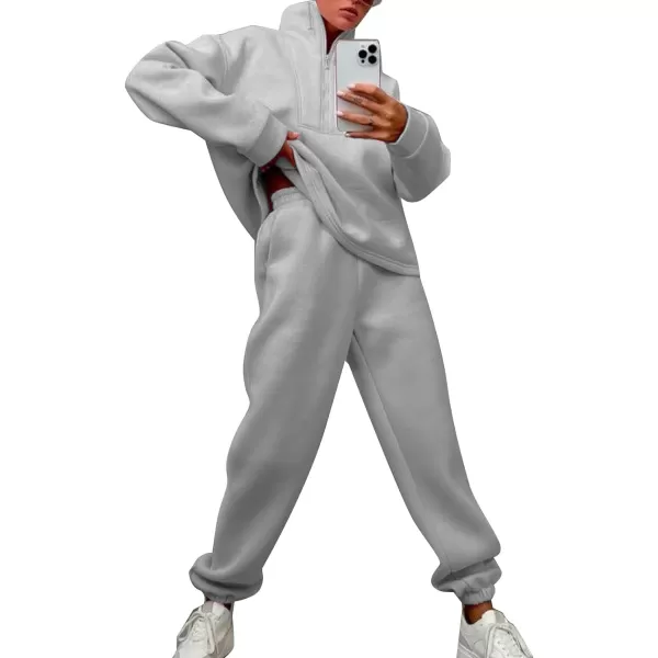 Flygo Womens Fleece 2 Piece Sweatsuit Half Zip Pullover Jogging Tracksuit Sweatshirt and Sweatpants