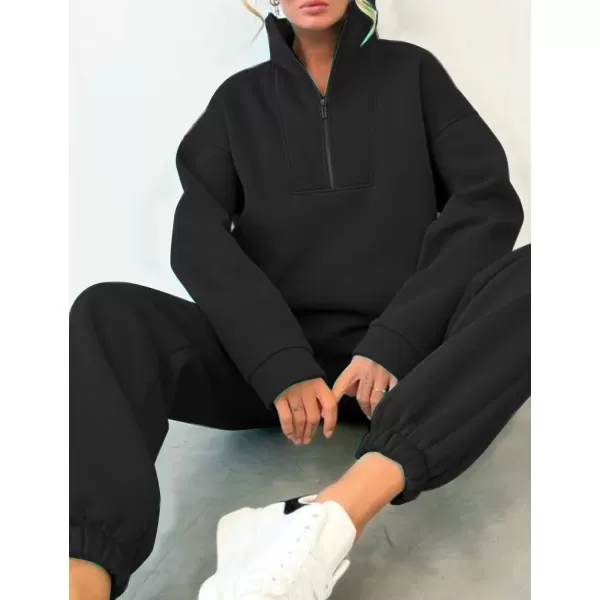 Flygo Womens Fleece 2 Piece Sweatsuit Half Zip Pullover Jogging Tracksuit Sweatshirt and Sweatpants