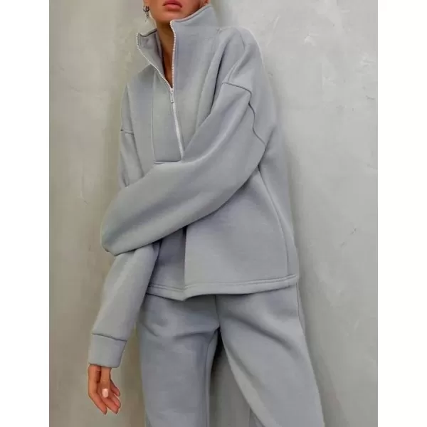 Flygo Womens Fleece 2 Piece Sweatsuit Half Zip Pullover Jogging Tracksuit Sweatshirt and Sweatpants