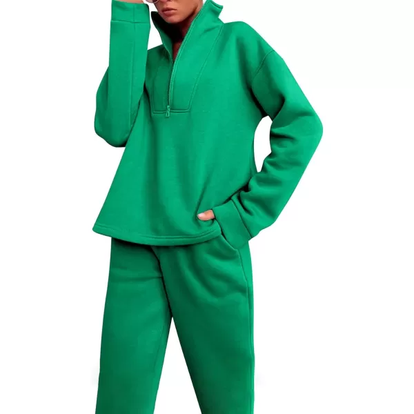 Flygo Womens Fleece 2 Piece Sweatsuit Half Zip Pullover Jogging Tracksuit Sweatshirt and Sweatpants