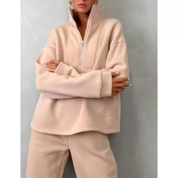 Flygo Womens Fleece 2 Piece Sweatsuit Half Zip Pullover Jogging Tracksuit Sweatshirt and Sweatpants