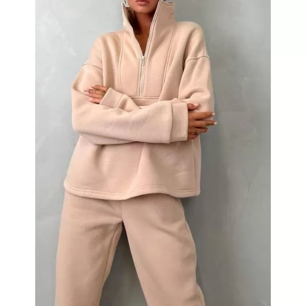 Flygo Womens Fleece 2 Piece Sweatsuit Half Zip Pullover Jogging Tracksuit Sweatshirt and Sweatpants