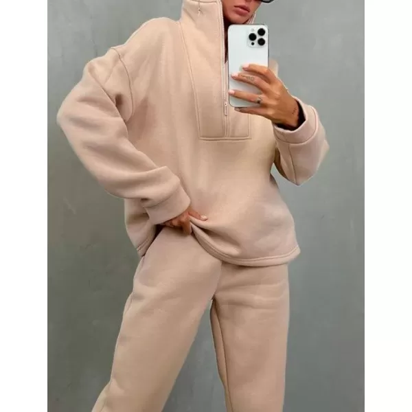 Flygo Womens Fleece 2 Piece Sweatsuit Half Zip Pullover Jogging Tracksuit Sweatshirt and Sweatpants