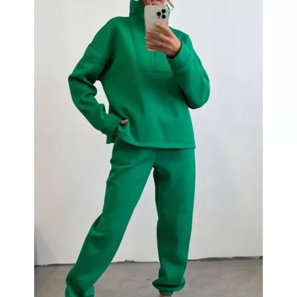 Flygo Womens Fleece 2 Piece Sweatsuit Half Zip Pullover Jogging Tracksuit Sweatshirt and Sweatpants