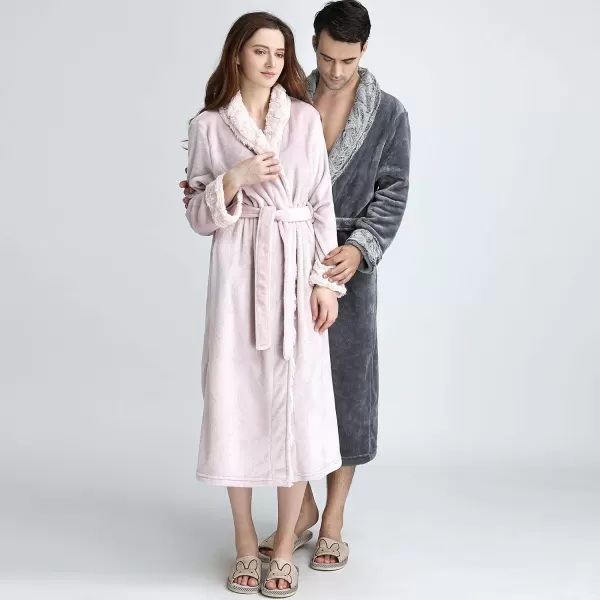 Flygo Womens Fleece Flannel Sleepwear Long Plush Bath Robe