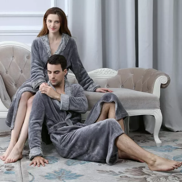 Flygo Womens Fleece Flannel Sleepwear Long Plush Bath Robe