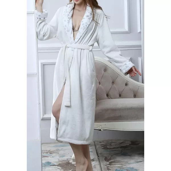 Flygo Womens Fleece Flannel Sleepwear Long Plush Bath Robe